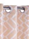 Beige & White Set of 2 Geometric Room Darkening Door Curtain