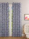 Blue & White Set of 2 Damask Room Darkening Door Curtain