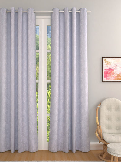 Silver Set of 2 Floral Room Darkening Door Curtain