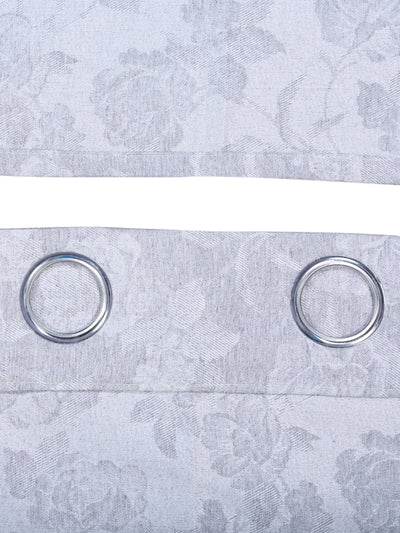 Silver Set of 2 Floral Room Darkening Door Curtain