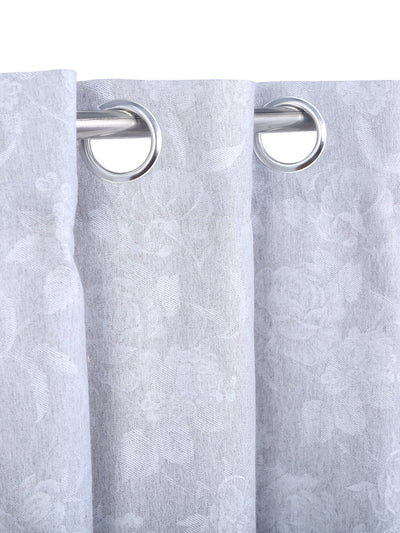 Silver Set of 2 Floral Room Darkening Door Curtain
