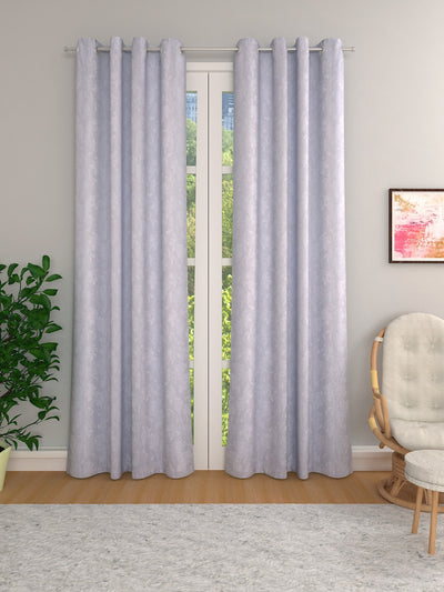 Silver Set of 2 Floral Room Darkening Door Curtain