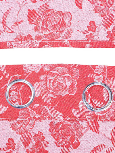 Pink Set of 2 Floral Room Darkening Door Curtain