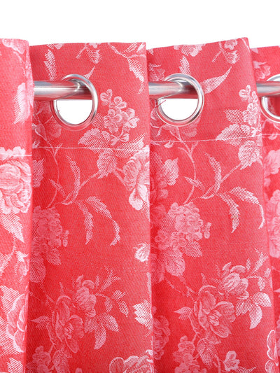 Pink Set of 2 Floral Room Darkening Door Curtain
