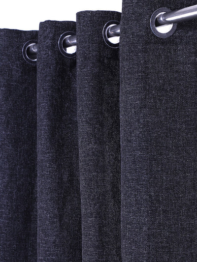 Romee Black Solid Patterned Set of 2 Door Curtains