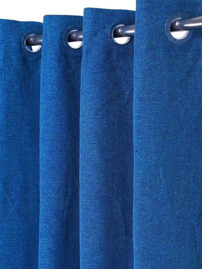 Romee Blue Solid Patterned Set of 2 Door Curtains
