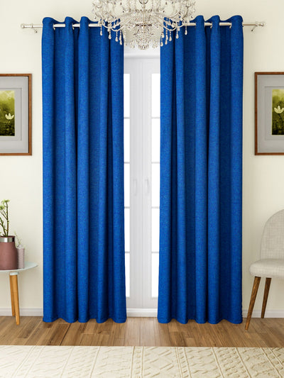 Romee Blue Solid Patterned Set of 2 Door Curtains