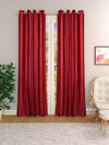 Romee Red Solid Patterned Set of 2 Door Curtains