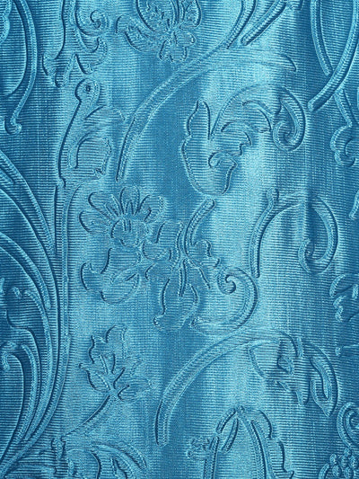 Romee Turquoise Blue Floral Patterned Set of 2 Door Curtains