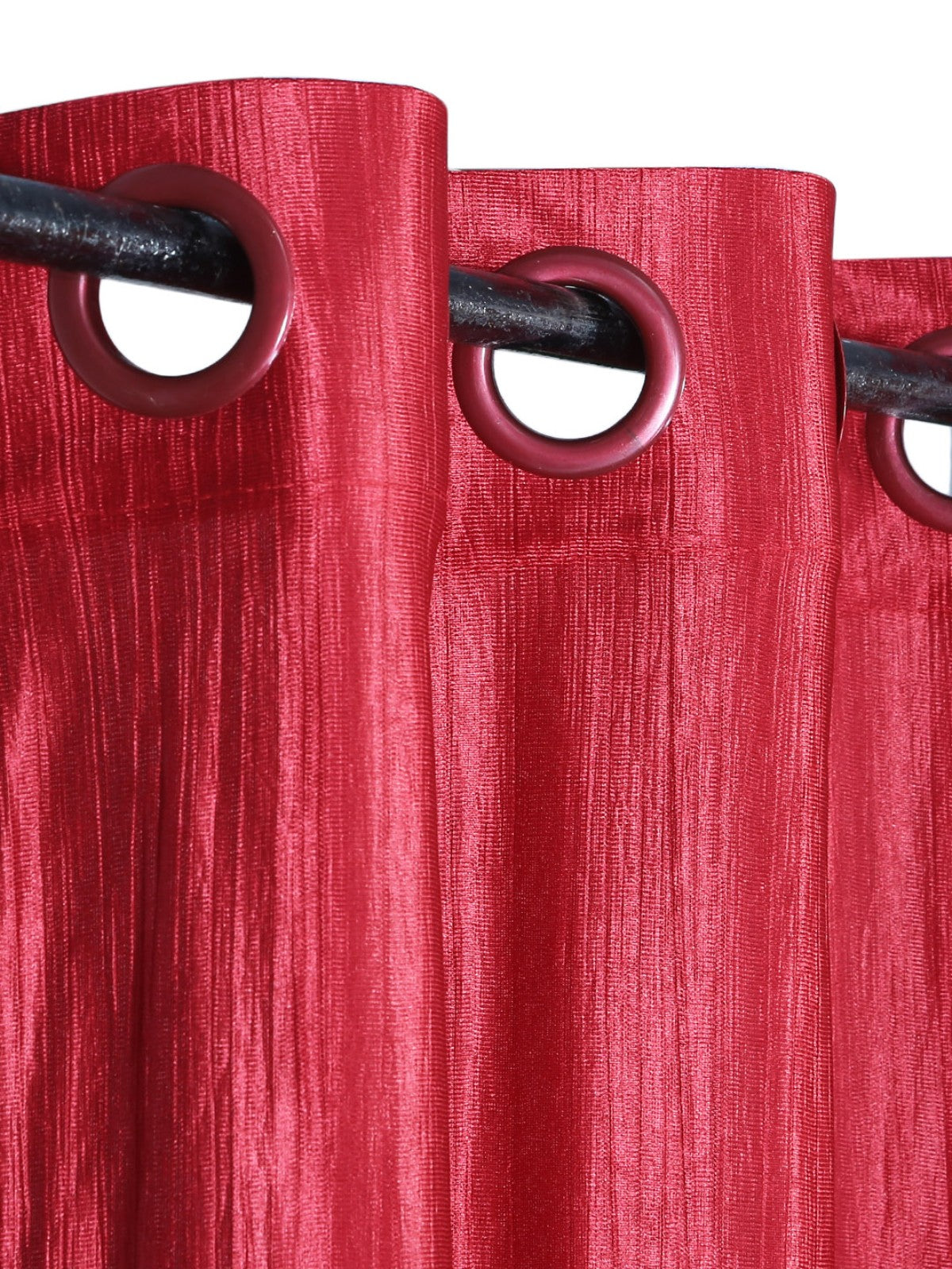 Romee Red Solid Patterned Set of 2 Long Door Curtains