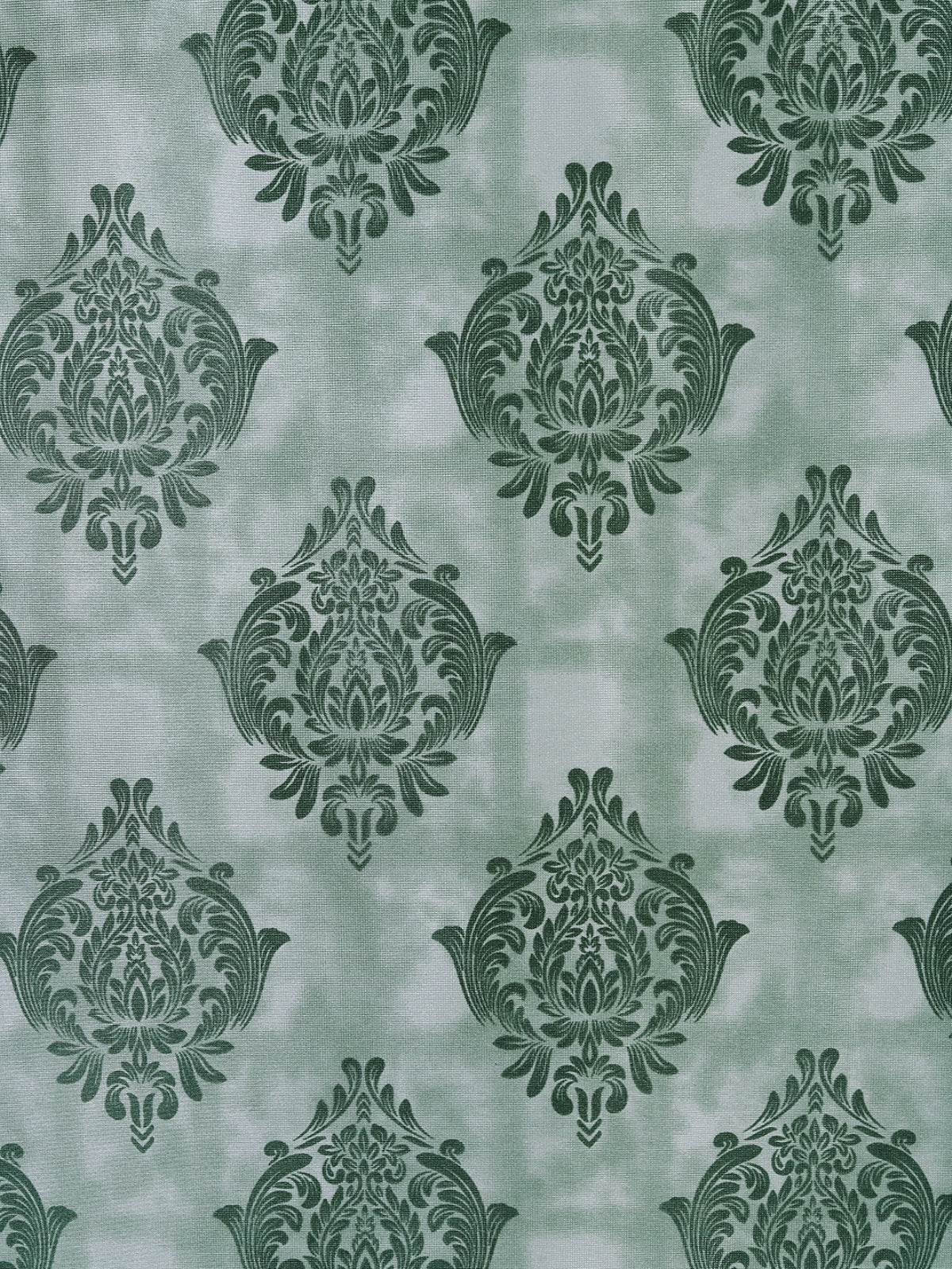 Romee Teal Green Damask Patterned Set of 2 Window Curtains