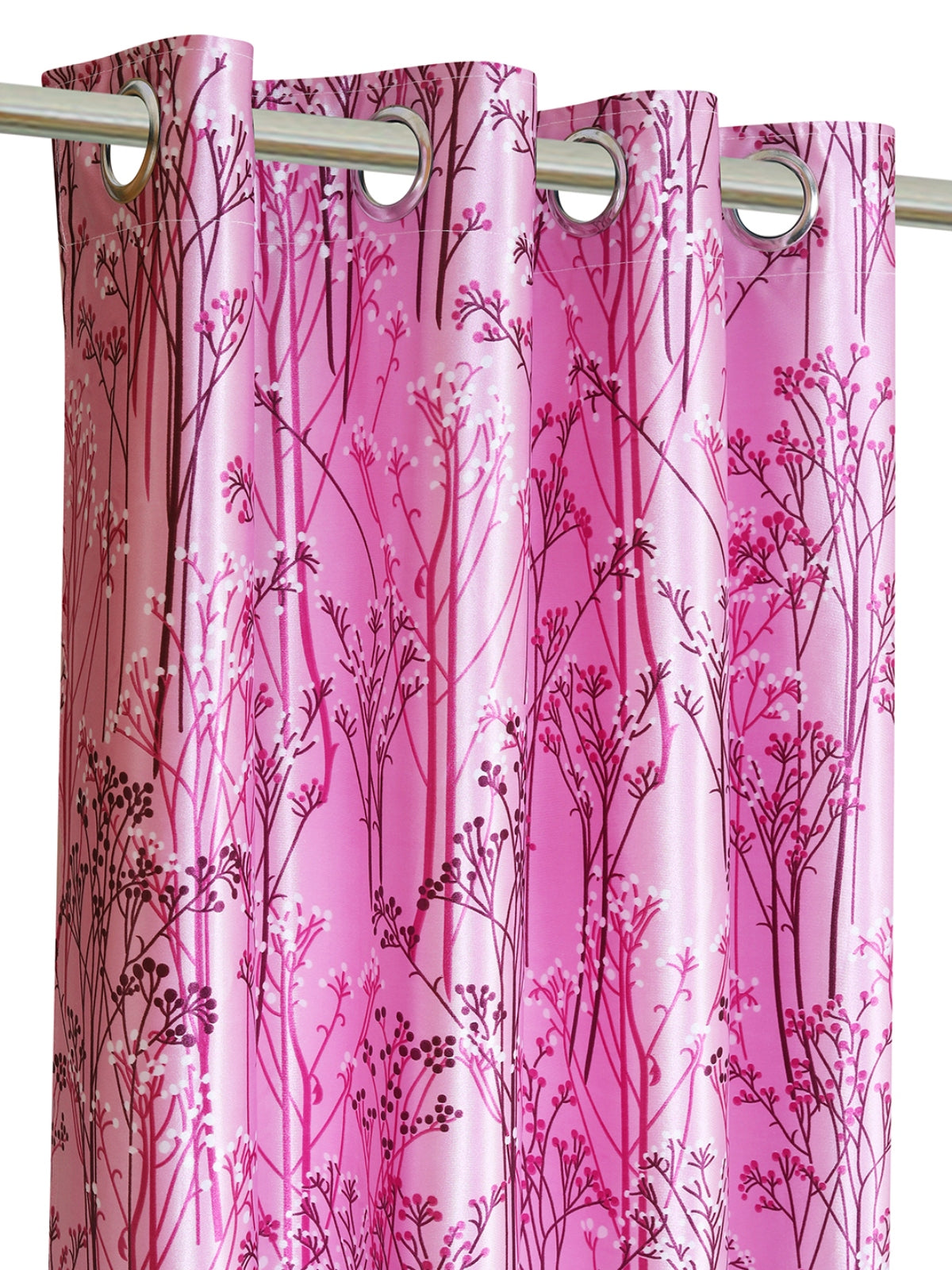 Romee Purple Leafy Patterned Set of 2 Window Curtains