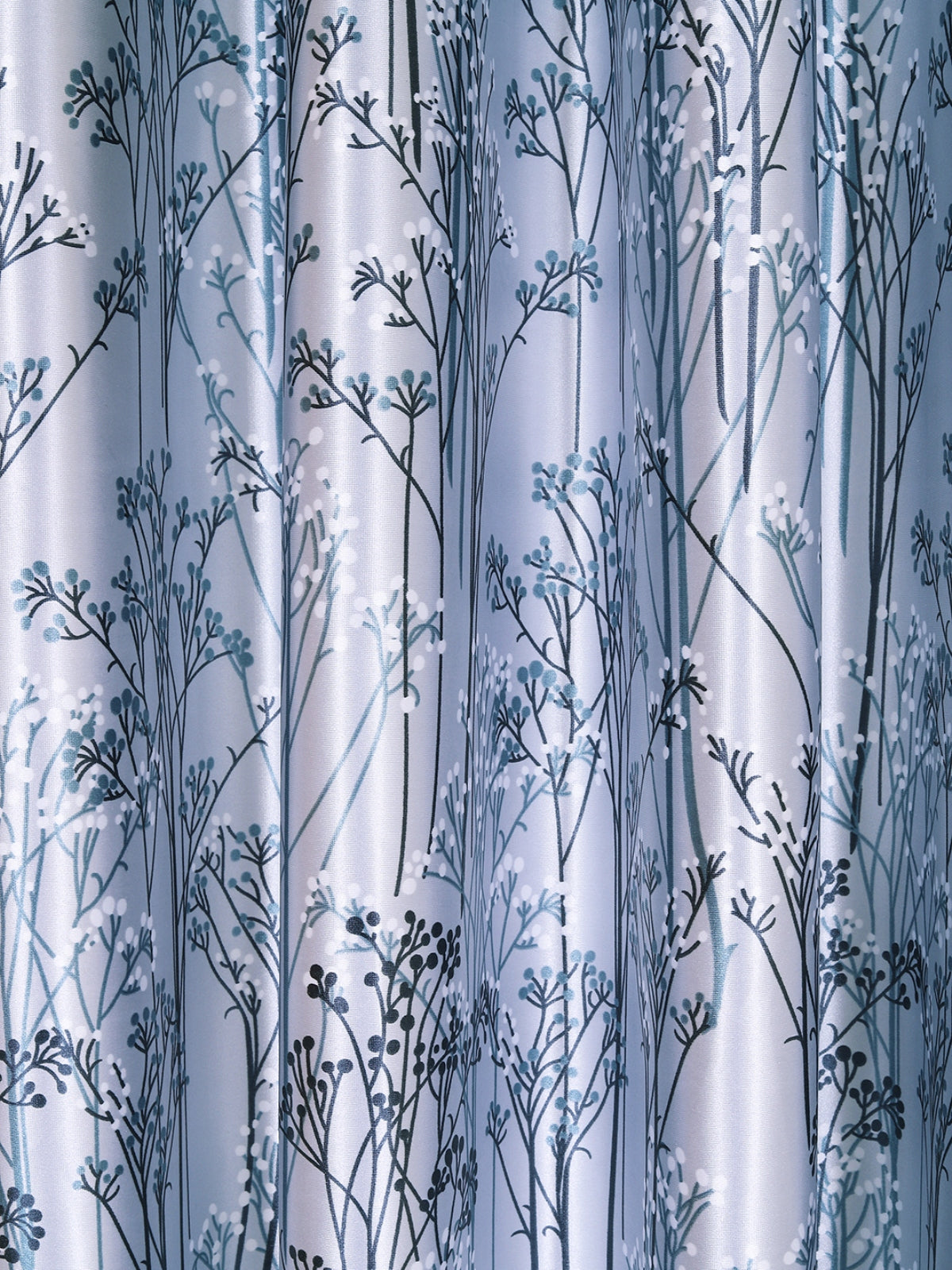 Romee Blue & Off White Leafy Patterned Set of 2 Window Curtains