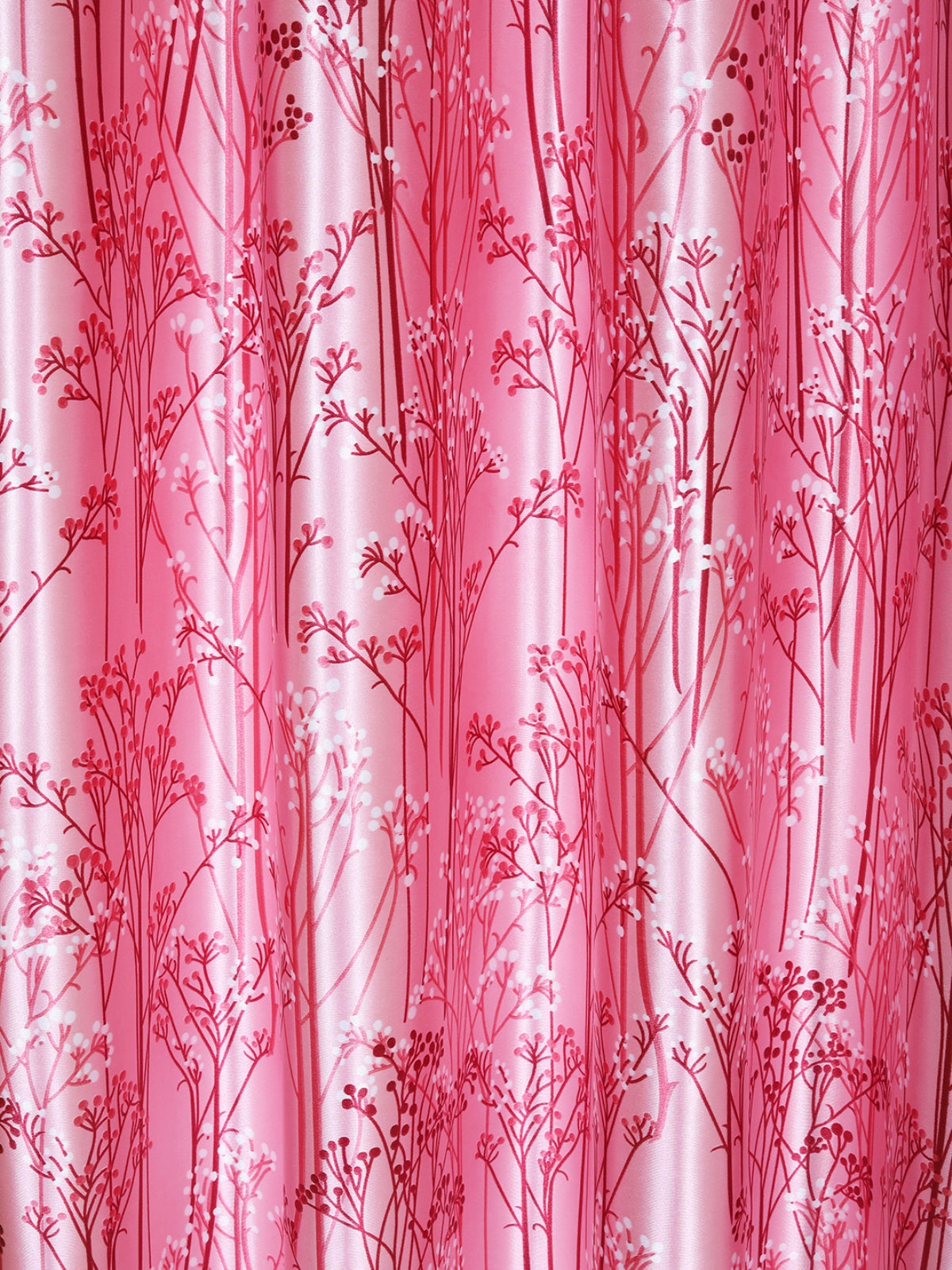 Romee Pink Leafy Patterned Set of 2 Window Curtains