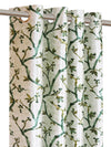 Romee Green & Off White  Leafy Patterned Set of 2 Window Curtains