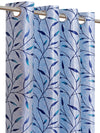 Romee Blue Leafy Patterned Set of 2 Window Curtains