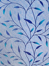 Romee Blue Leafy Patterned Set of 2 Window Curtains