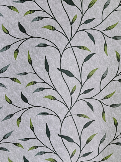 Romee Green Leafy Patterned Set of 2 Window Curtains