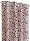 Romee Beige Leafy Patterned Set of 2 Window Curtains