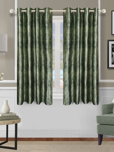 Romee Green Texture Patterned Set of 2 Window Curtains
