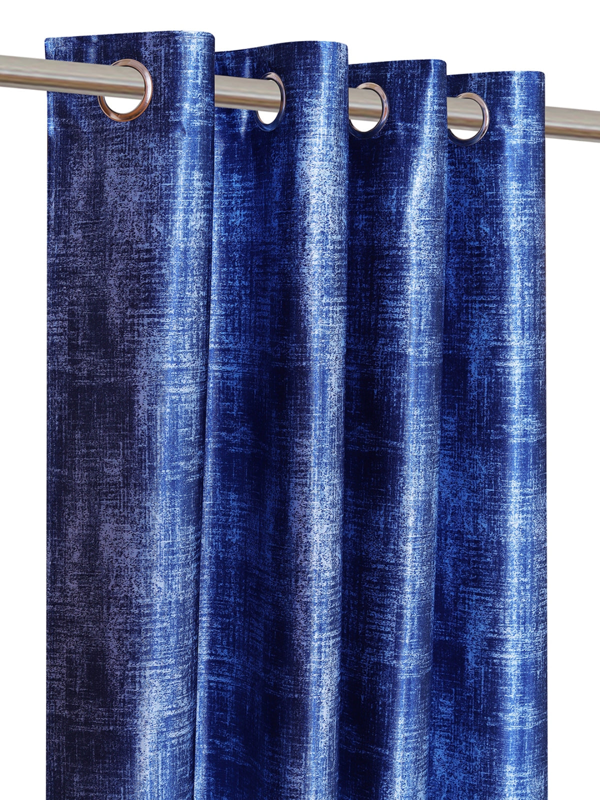 Romee Blue Texture Patterned Set of 2 Window Curtains