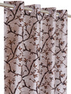 Romee Brown & Cream Floral Patterned Set of 2 Window Curtains