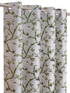 Romee Green & Cream Floral Patterned Set of 2 Window Curtains