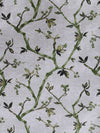 Romee Green & Cream Floral Patterned Set of 2 Window Curtains