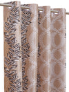 Romee Beige & Brown Floral Patterned Set of 2 Window Curtains