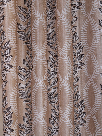 Romee Beige & Brown Floral Patterned Set of 2 Window Curtains