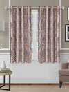 Romee Beige & Brown Floral Patterned Set of 2 Window Curtains