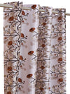 Romee Off White & Brown Floral Patterned Set of 2 Window Curtains