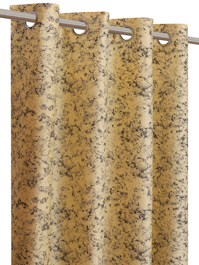 Romee Yellow Texture Patterned Set of 2 Window Curtains