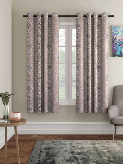 Romee Brown Ethnic Motifs Patterned Set of 2 Window Curtains