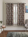 Romee Brown Floral Patterned Set of 2 Window Curtains