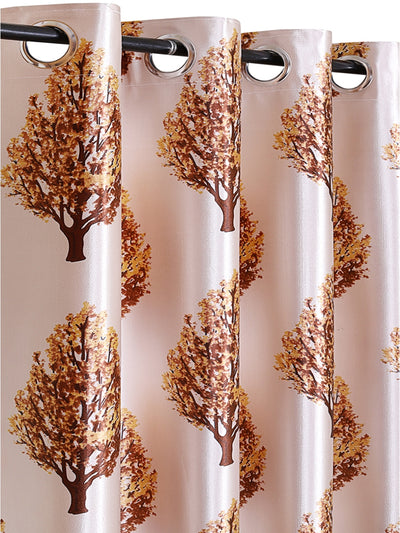 Romee Beige Tree Patterned Set of 2 Door Curtains