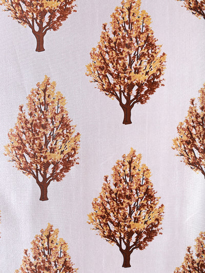 Romee Beige Tree Patterned Set of 2 Door Curtains