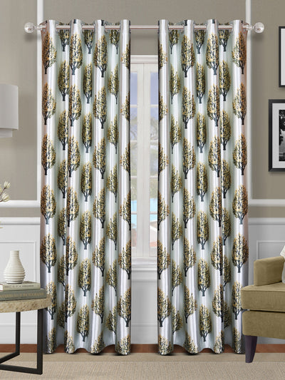 Romee Green & Off White Polyester Set of 2 Curtain Door Curtains