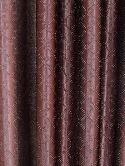 Romee Coffee Brown Geometric Patterned Set of 2 Door Curtains