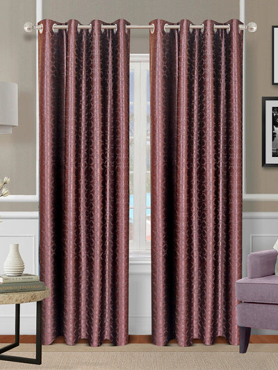 Romee Coffee Brown Geometric Patterned Set of 2 Door Curtains