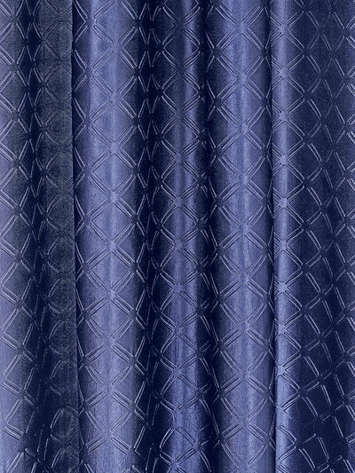 Romee Royal Blue Geometric Patterned Set of 2 Door Curtains