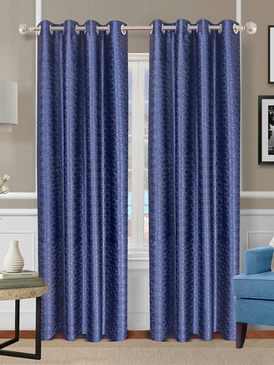 Romee Royal Blue Geometric Patterned Set of 2 Door Curtains
