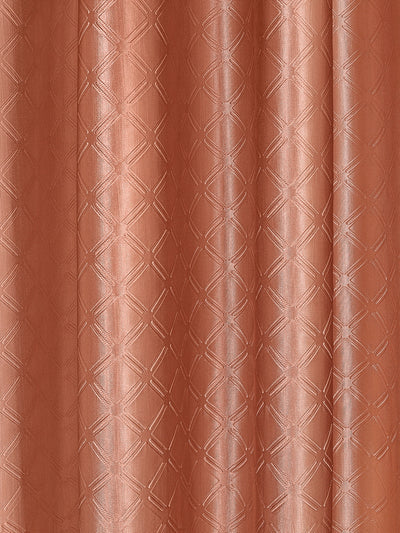 Romee Orange Geometric Patterned Set of 2 Door Curtains