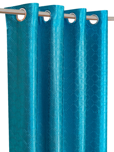 Romee Turquoise Blue Geometric Patterned Set of 2 Door Curtains
