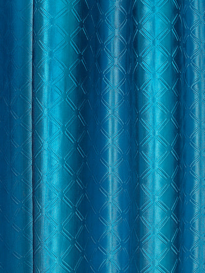 Romee Turquoise Blue Geometric Patterned Set of 2 Door Curtains