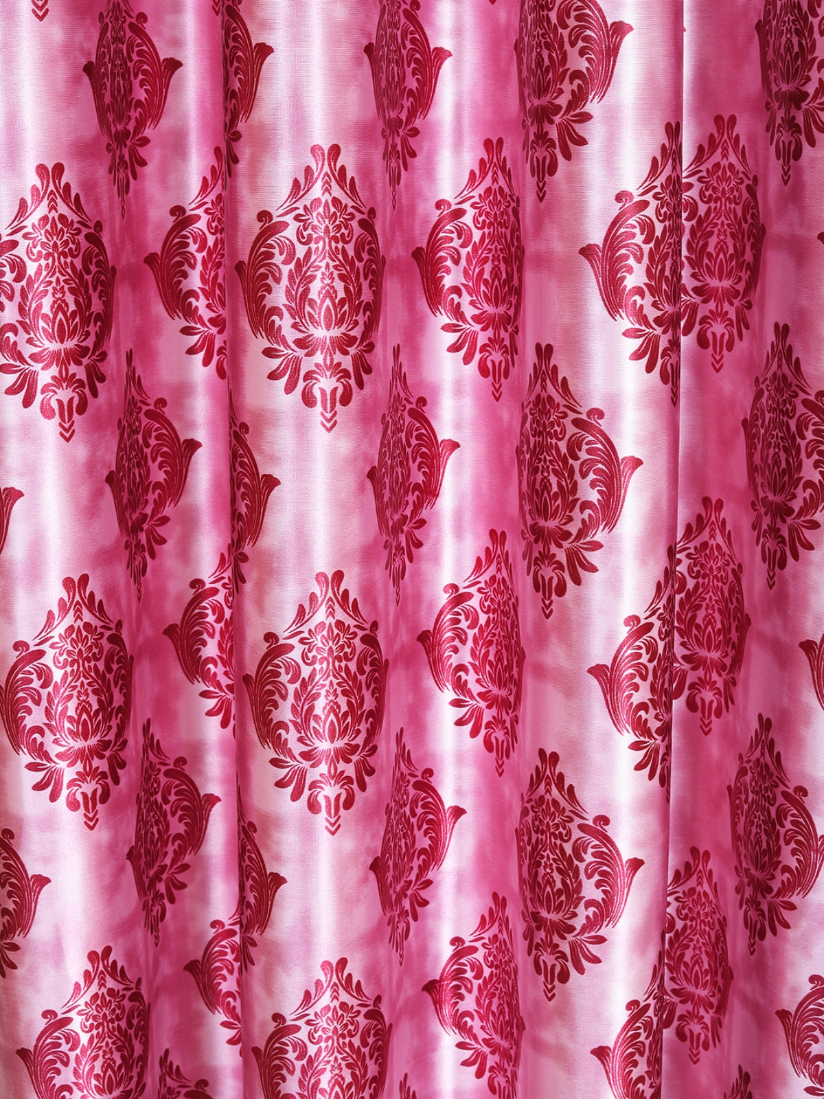 Romee Pink Damask Patterned Set of 2 Door Curtains