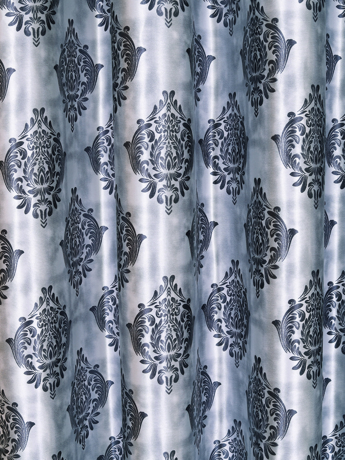 Romee Grey Damask Patterned Set of 2 Door Curtains