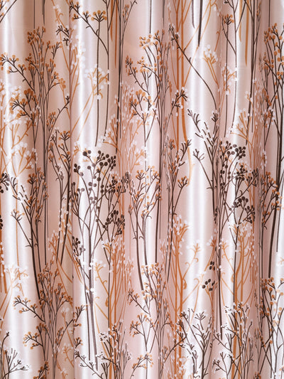 Romee Beige Leafy Patterned Set of 2 Door Curtains