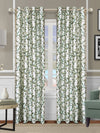 Romee Green & Off White  Leafy Patterned Set of 2 Door Curtains