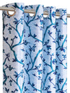 Romee Blue & Off White Leafy Patterned Set of 2 Door Curtains